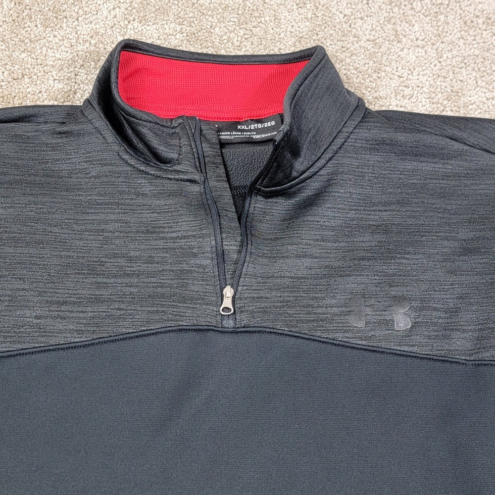 Under Armour Mens XXL ColdGear Quarter Zip Pullover Black Charcoal Heathered
